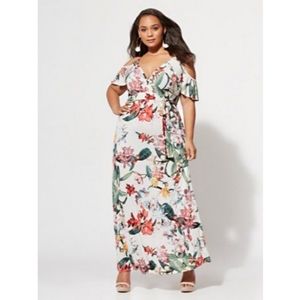 Tropical Floral Print Maxi Dress